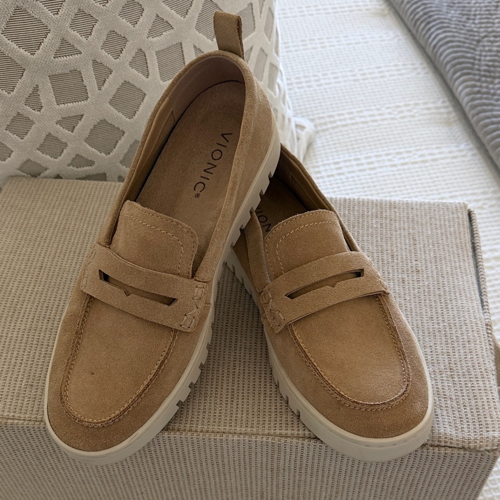 Vionic Tan Suede Loafers